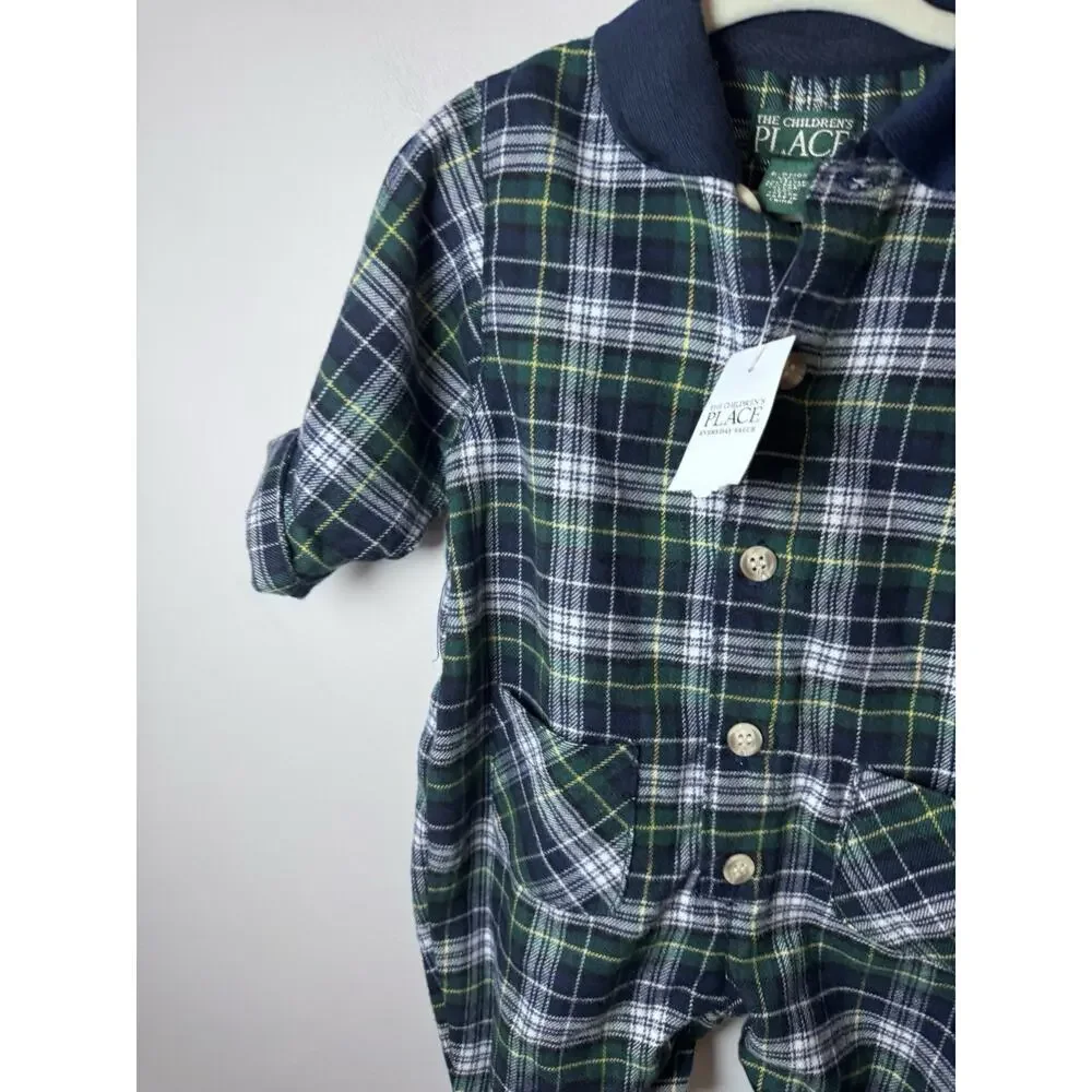 Vintage The Children's Place Flannel Romper baby Unisex 6-9 Months Y2K NWT